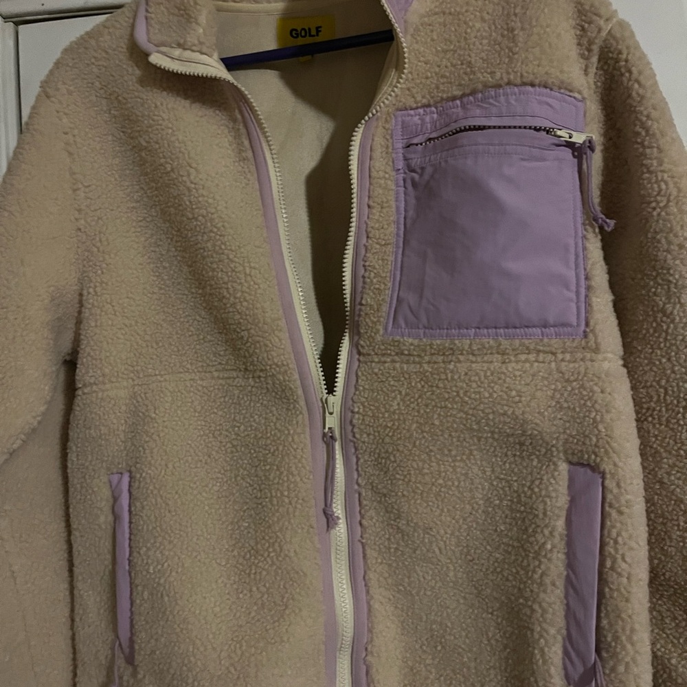 XS Cream and Lavender Sherpa Jacket Golf Wang